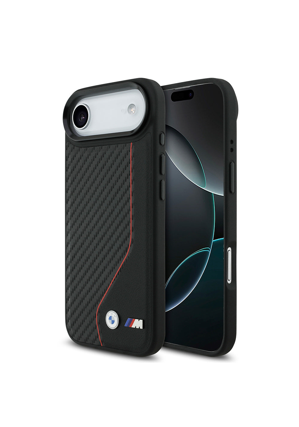 Apple iPhone 17 Air Kılıf BMW Orijinal Lisanslı Manyetik Şarj Uyumlu Metal BMW ve M Logolu PU Karbon Tasarımlı Kapak
