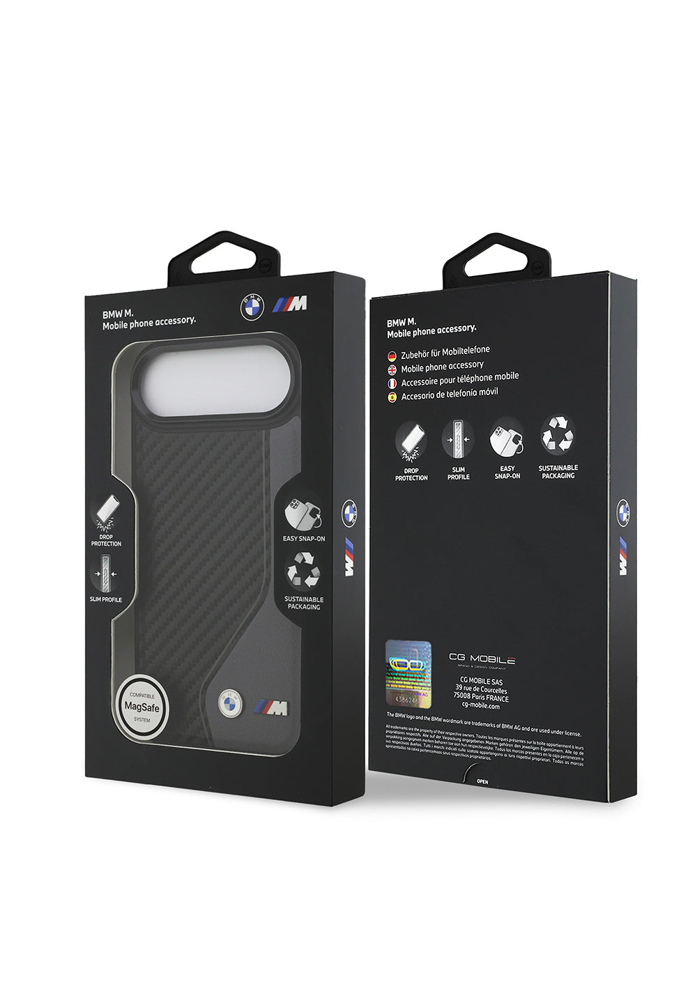 Apple iPhone 17 Air Kılıf BMW Orijinal Lisanslı Manyetik Şarj Uyumlu Metal BMW ve M Logolu PU Karbon Tasarımlı Kapak