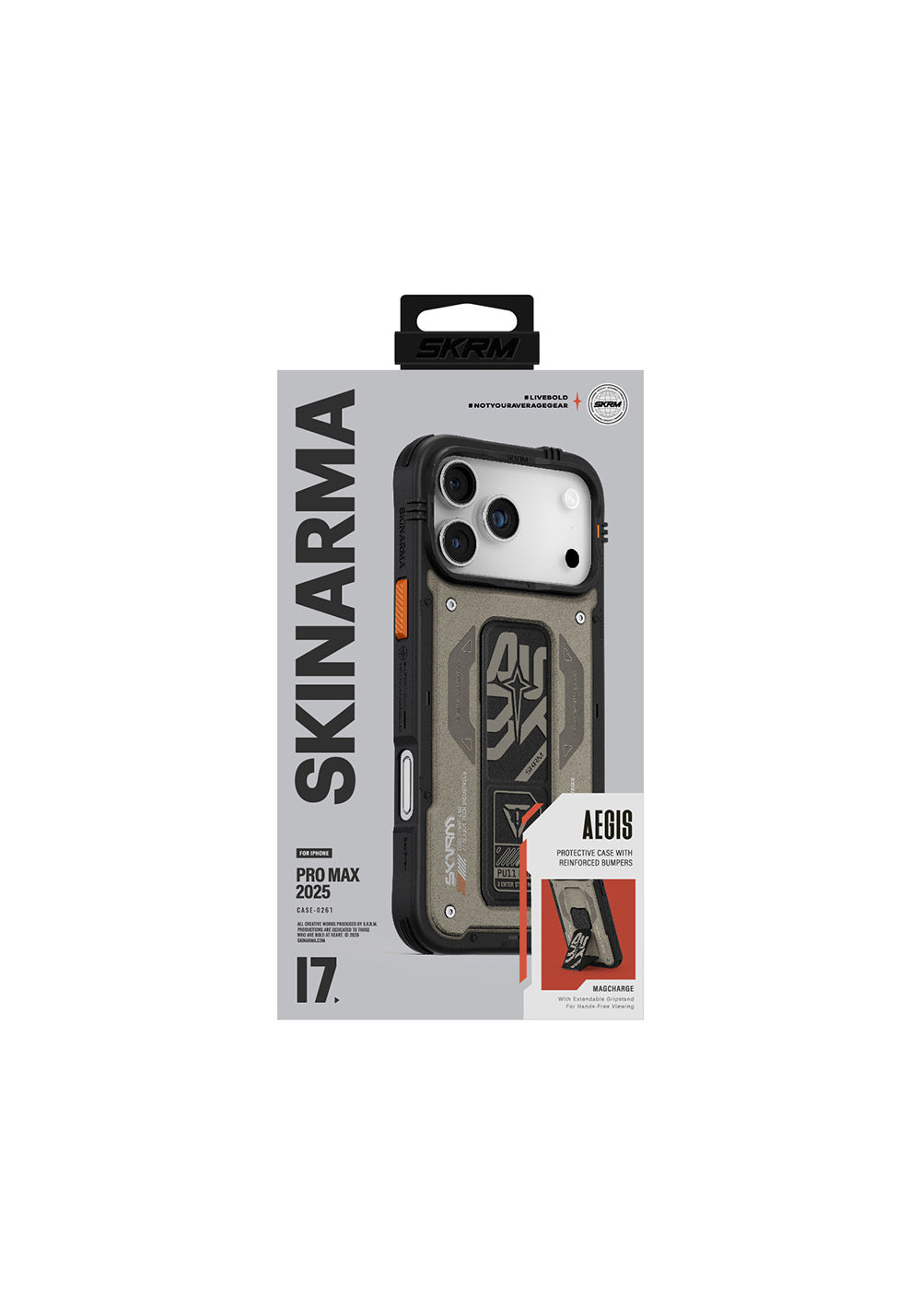 Apple iPhone 17 Pro Max Kılıf Desenli Airbag Tasarımlı Standlı Skinarma Aegis Kapak