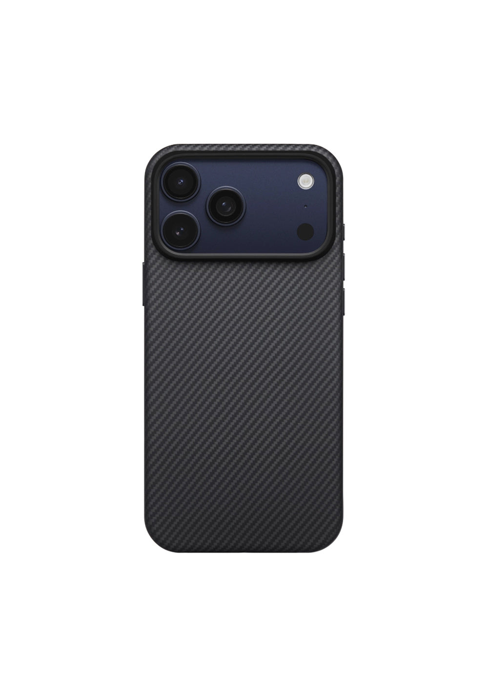 Apple iPhone 17 Pro Max Kılıf Manyetik Şarj Uyumlu 1500D Aramid Karbon Fiber Pitaka Military-Grade Classic Serisi Black-Grey Twill Kapak