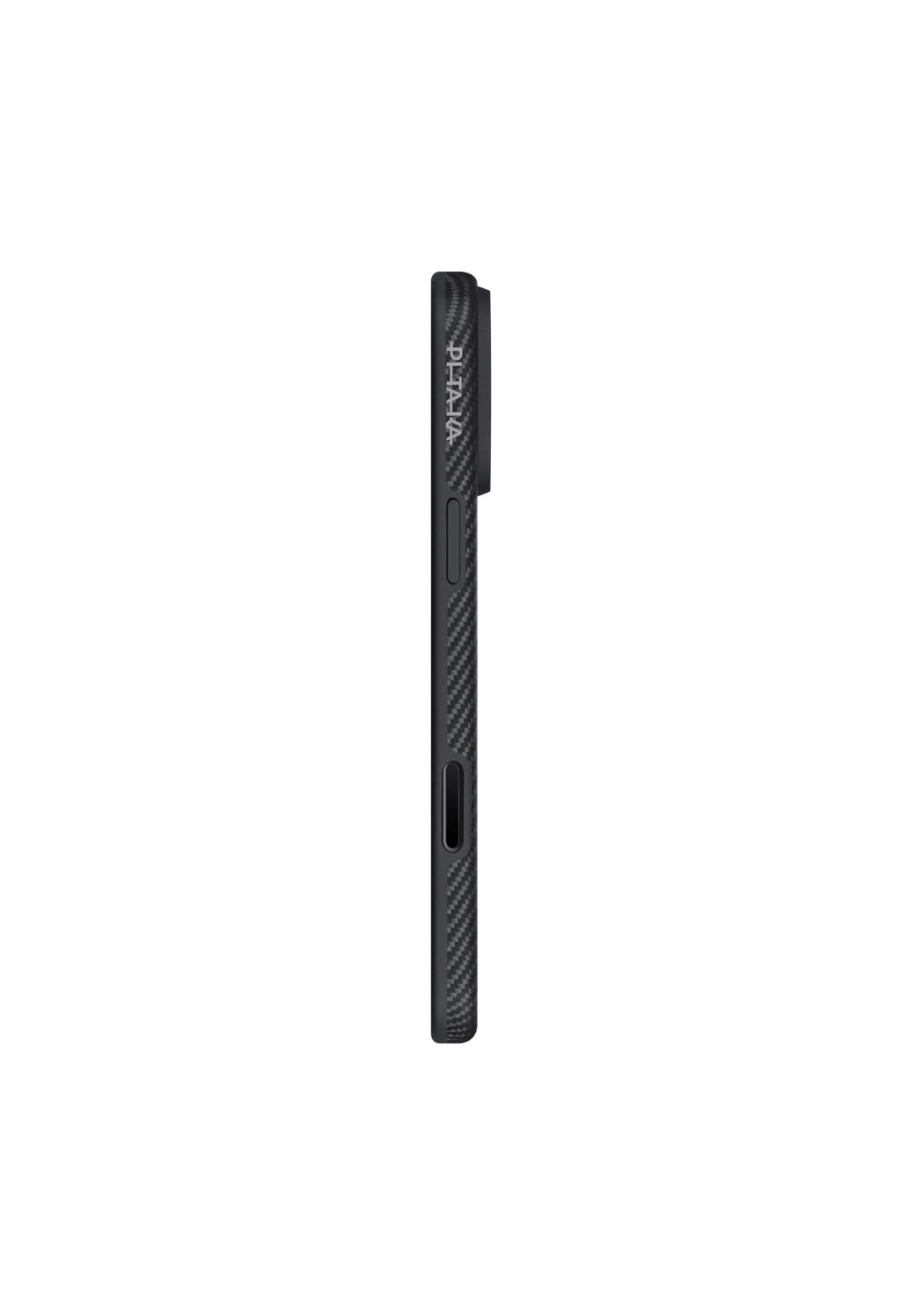 Apple iPhone 17 Pro Max Kılıf Manyetik Şarj Uyumlu 1500D Aramid Karbon Fiber Pitaka Military-Grade Classic Serisi Black-Grey Twill Kapak