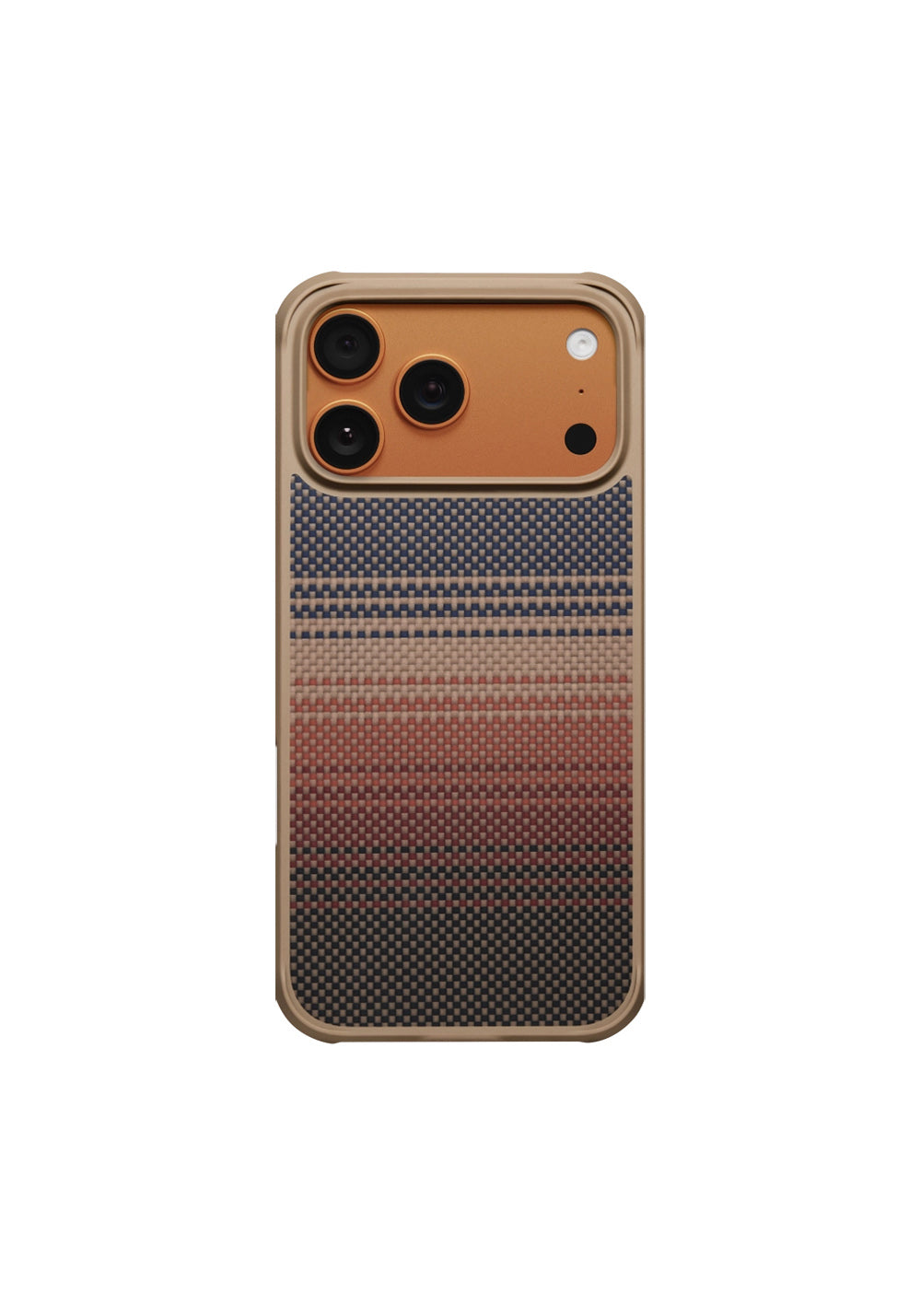Apple iPhone 17 Pro Max Kılıf Manyetik Şarj Uyumlu Pitaka Tactile Woven Sunset-Moonrise Aramid Pro Guard Serisi Karbon Kapak
