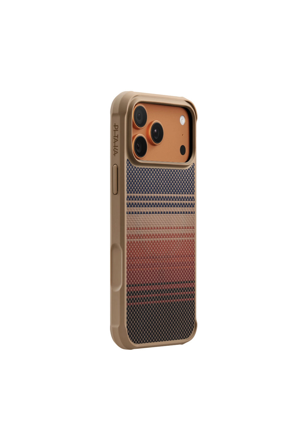 Apple iPhone 17 Pro Max Kılıf Manyetik Şarj Uyumlu Pitaka Tactile Woven Sunset-Moonrise Aramid Pro Guard Serisi Karbon Kapak