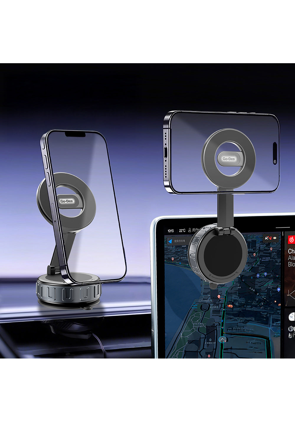 Go Des GD-HD241 360 Derece Dönebilen Vakum Özellikli Magnetik Telefon Tutucu