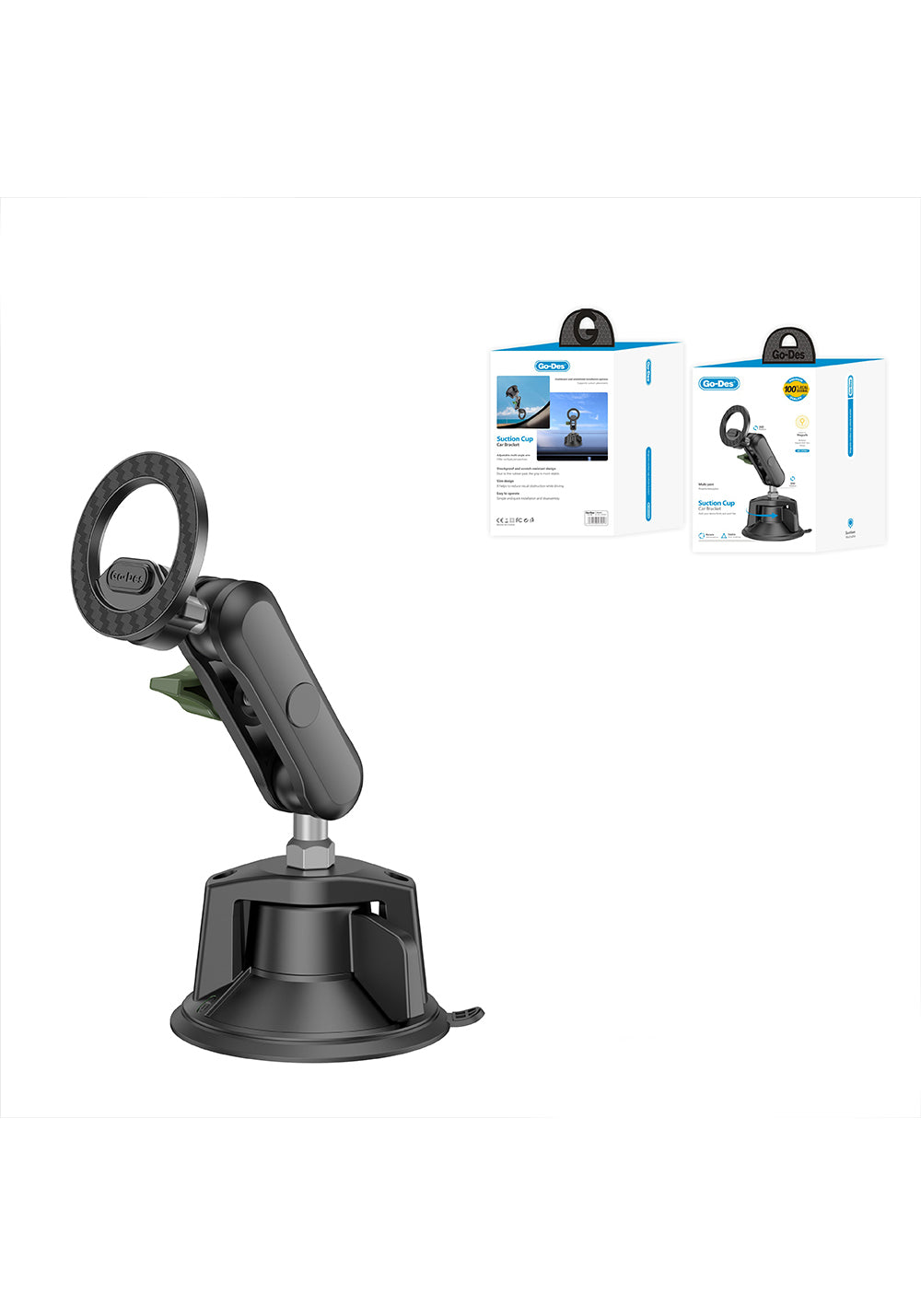 Go Des GD-HD361 360 Derece Dönebilen Vakumlu Tasarım Magnetik Araç İçi Telefon Tutucu