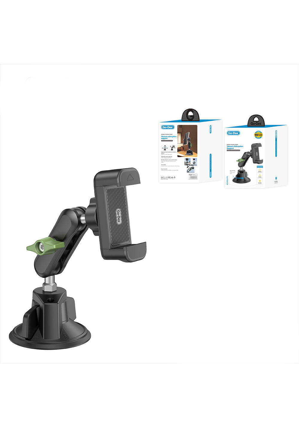 Go Des GD-HD362 360 Derece Dönebilen Vakumlu Tasarım Araç İçi Telefon Tutucu