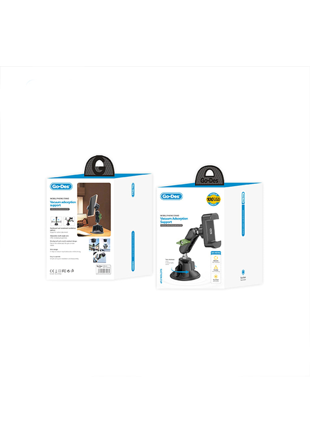 Go Des GD-HD362 360 Derece Dönebilen Vakumlu Tasarım Araç İçi Telefon Tutucu