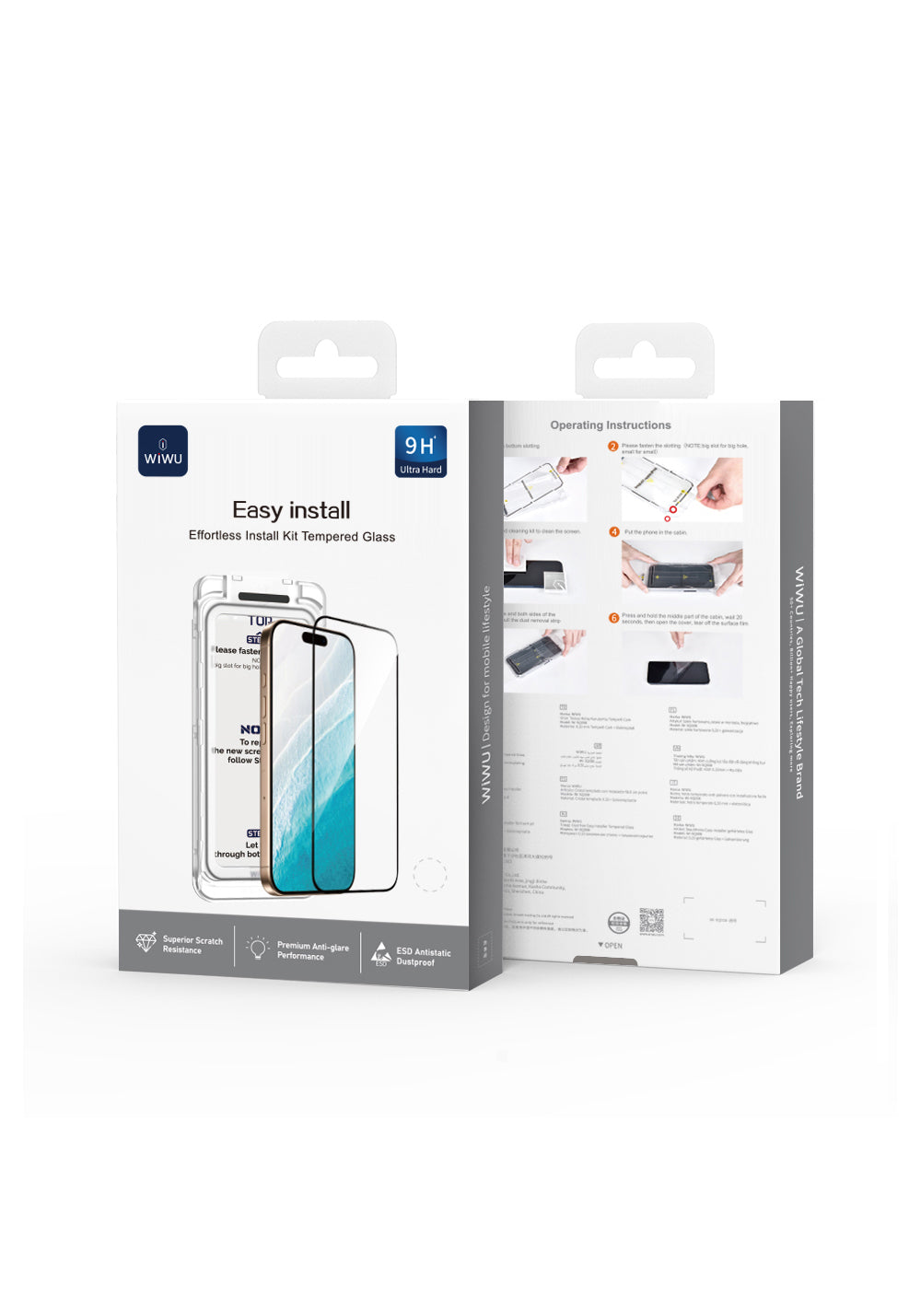 Apple iPhone 17 Air Wiwu SQ-008 Oleofobik Easy Install Darbeye Karşı Dayanıklı Temperli Cam Ekran Koruyucu + Kolay Uygulama Aparatlı