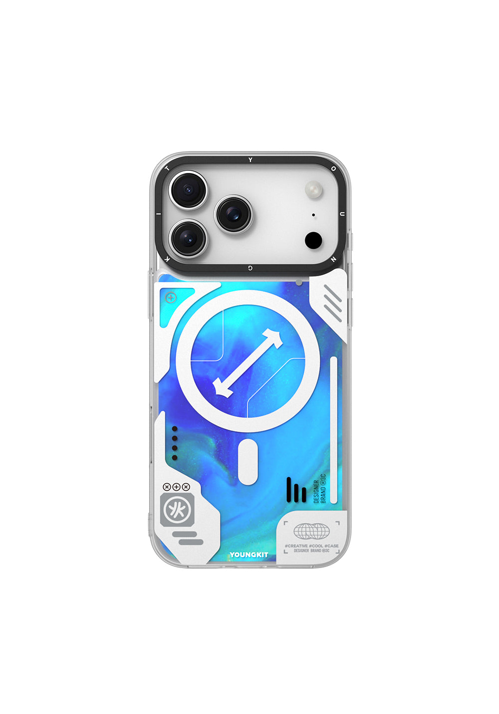 Apple iPhone 17 Pro Kılıf Manyetik Şarj Uyumlu Parlak Kumlu Sıvılı Tasarımlı Galaxy Fantasy Serisi Kapak