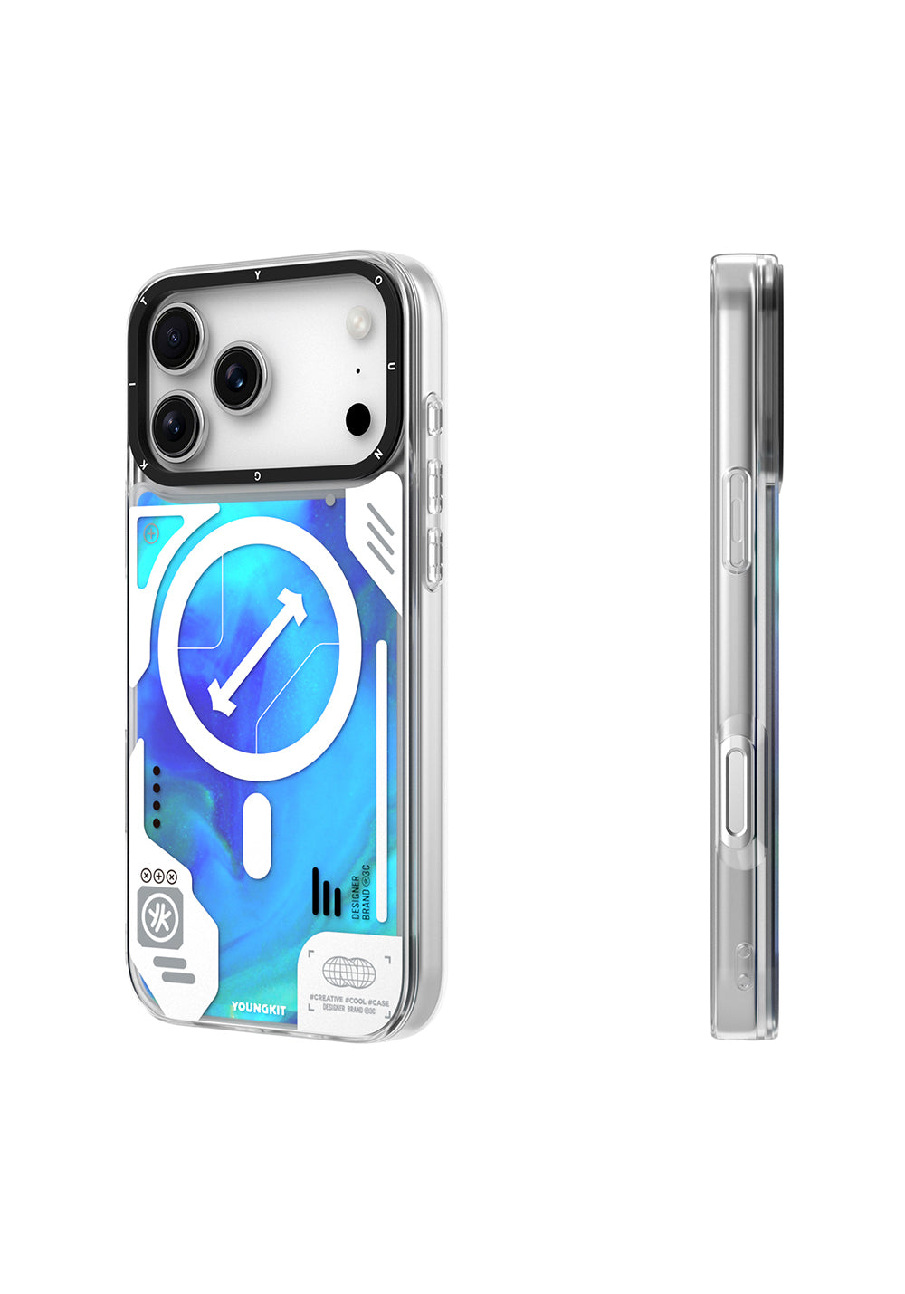 Apple iPhone 17 Pro Kılıf Manyetik Şarj Uyumlu Parlak Kumlu Sıvılı Tasarımlı Galaxy Fantasy Serisi Kapak