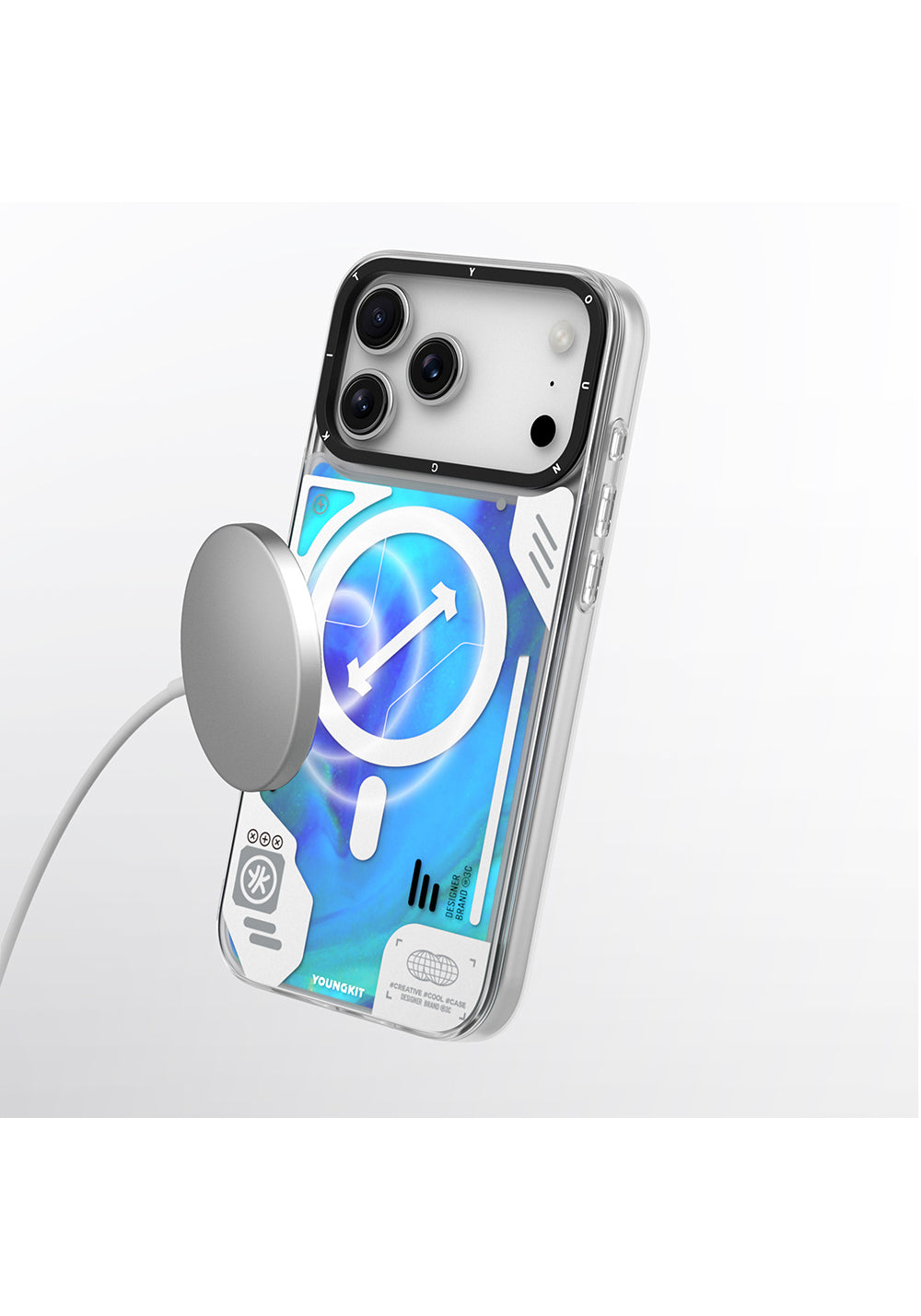Apple iPhone 17 Pro Kılıf Manyetik Şarj Uyumlu Parlak Kumlu Sıvılı Tasarımlı Galaxy Fantasy Serisi Kapak