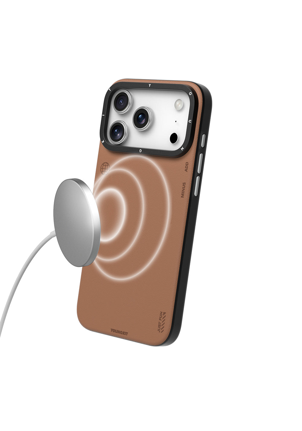 Apple iPhone 17 Pro Kılıf Manyetik Şarj Uyumlu Basit Mat Deri Desenli Youngkit Tech Fashion Serisi Kapak