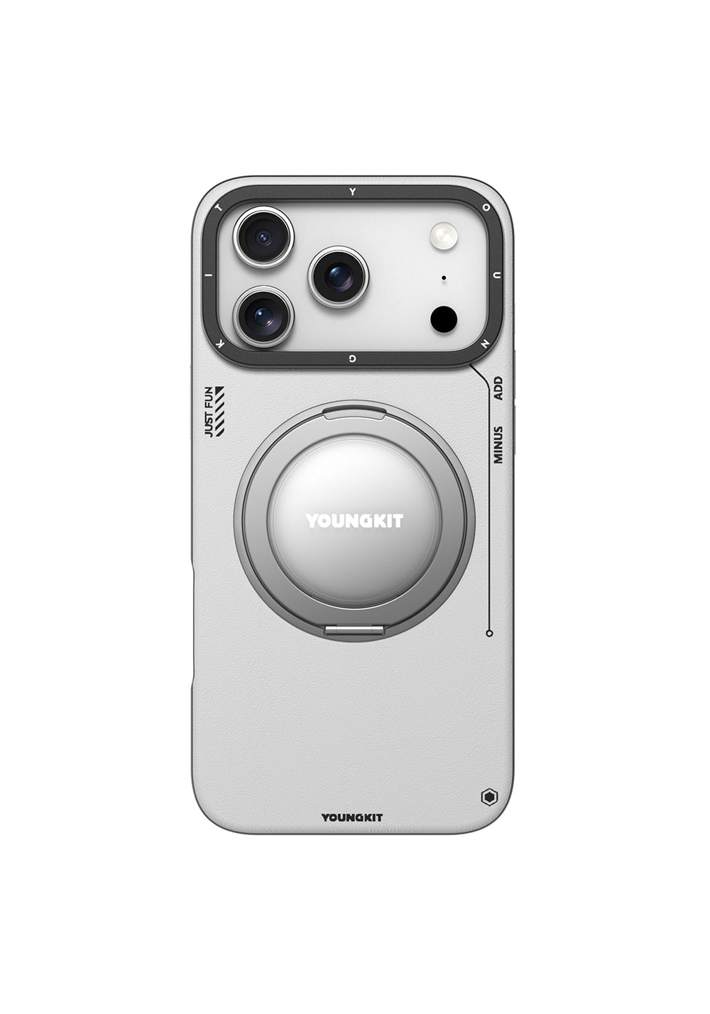 Apple iPhone 17 Pro Max Kılıf Manyetik Şarj Uyumlu 360 Derece Standlı Basit Mat Deri Desenli Youngkit Tech Leather Serisi Kapak
