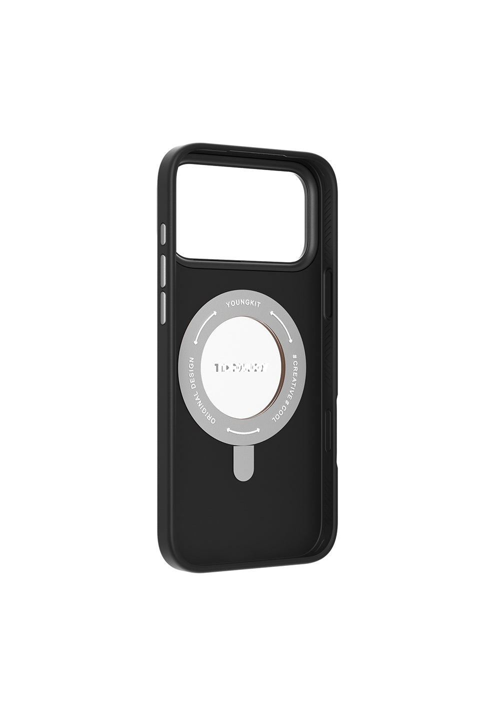 Apple iPhone 17 Pro Max Kılıf Manyetik Şarj Uyumlu 360 Derece Standlı Basit Mat Deri Desenli Youngkit Tech Leather Serisi Kapak