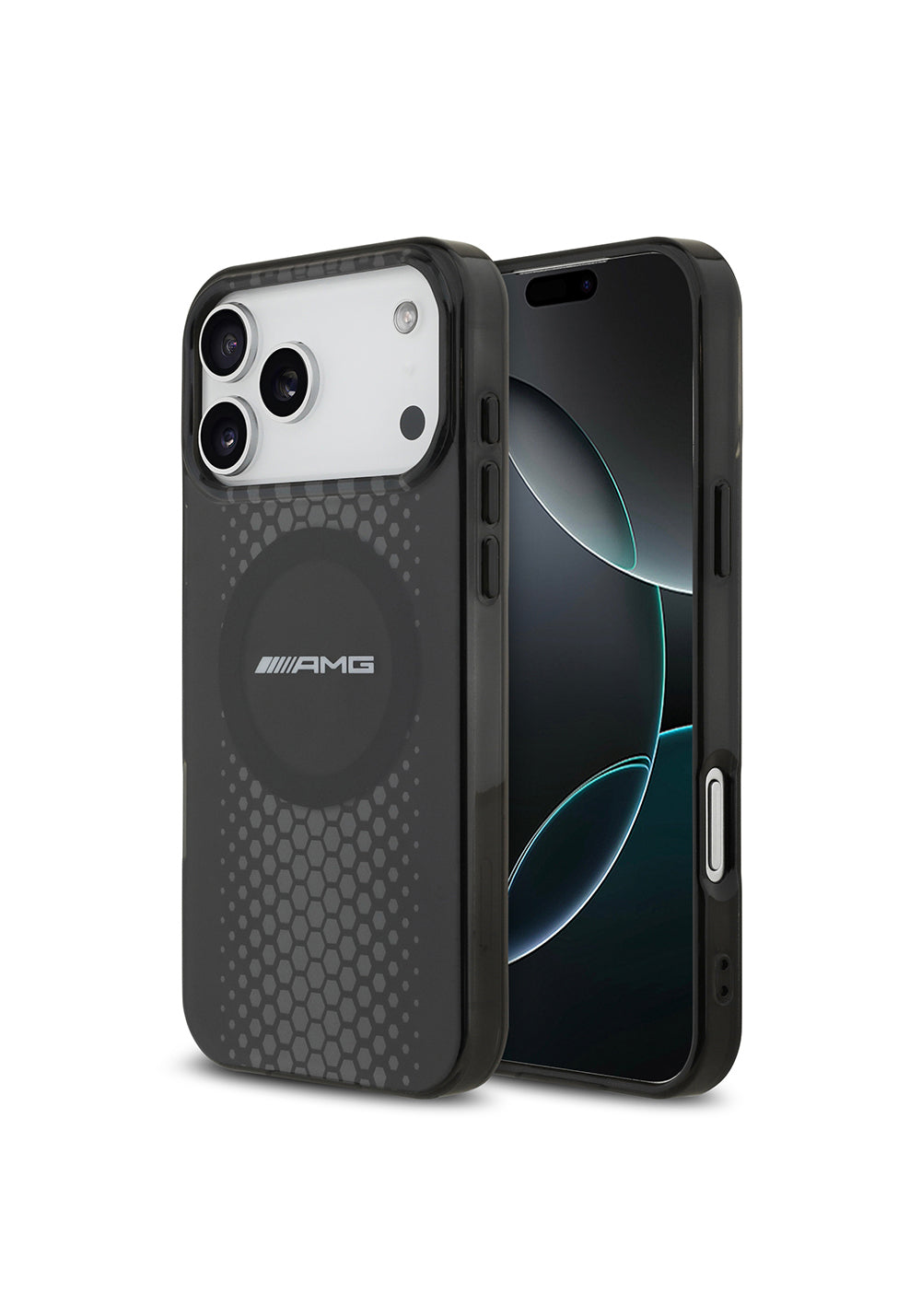 Apple iPhone 17 Pro Max Kılıf AMG Orijinal Lisanslı Çift Katmanlı Büyük Logolu Petek Desenli Kapak