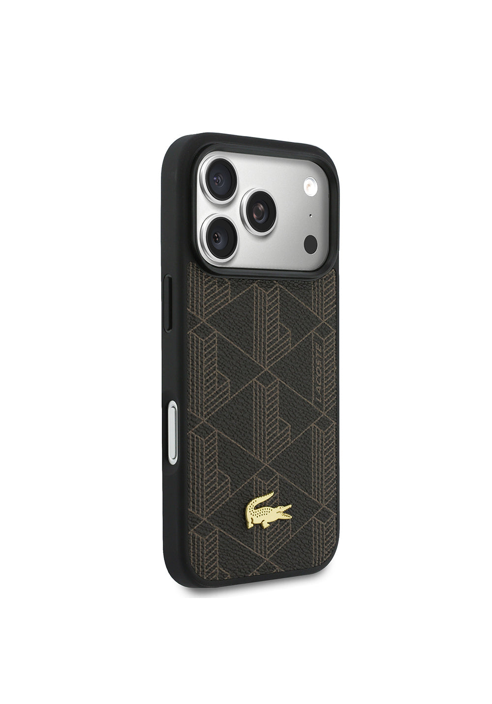 Apple iPhone 17 Pro Max Kılıf Lacoste Orijinal Lisanslı Manyetik Şarj Uyumlu PU Deri Tasarımlı Kartlıklı Karışık Monogram Desenli Kapak