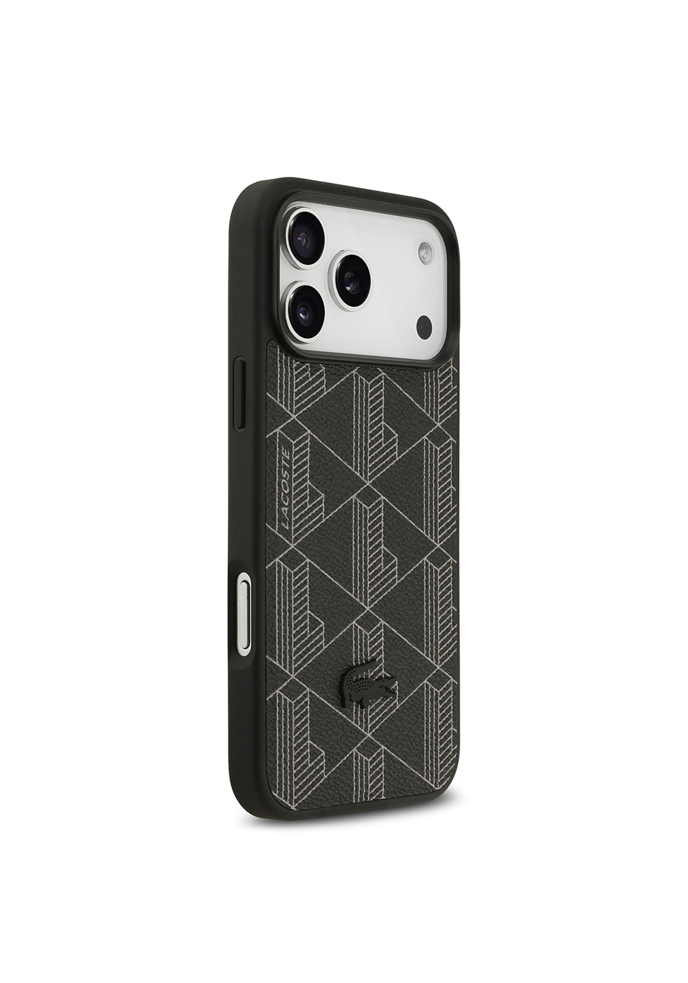 Apple iPhone 17 Pro Max Kılıf Lacoste Orijinal Lisanslı Manyetik Şarj Uyumlu PU Deri Tasarımlı Kartlıklı Karışık Monogram Desenli Kapak