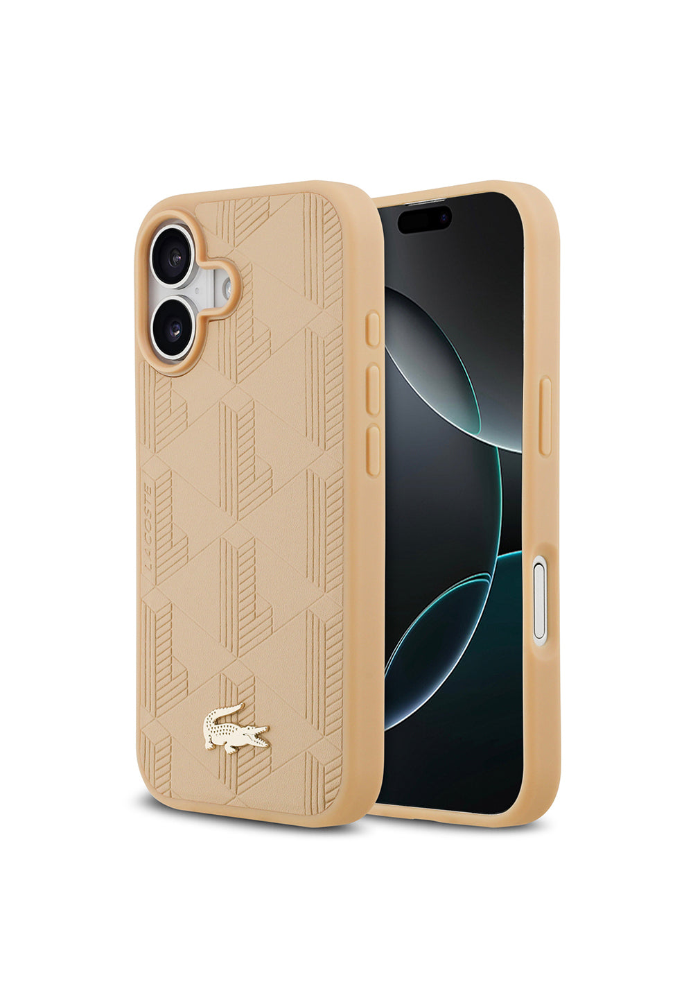 Apple iPhone 17 Kılıf Lacoste Orijinal Lisanslı Manyetik Şarj Uyumlu PU Deri Tasarımlı Karışık Monogram Desenli Kapak