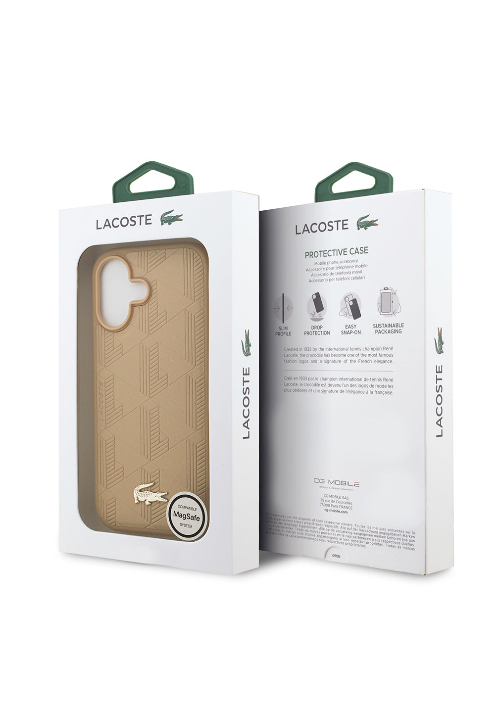 Apple iPhone 17 Kılıf Lacoste Orijinal Lisanslı Manyetik Şarj Uyumlu PU Deri Tasarımlı Karışık Monogram Desenli Kapak