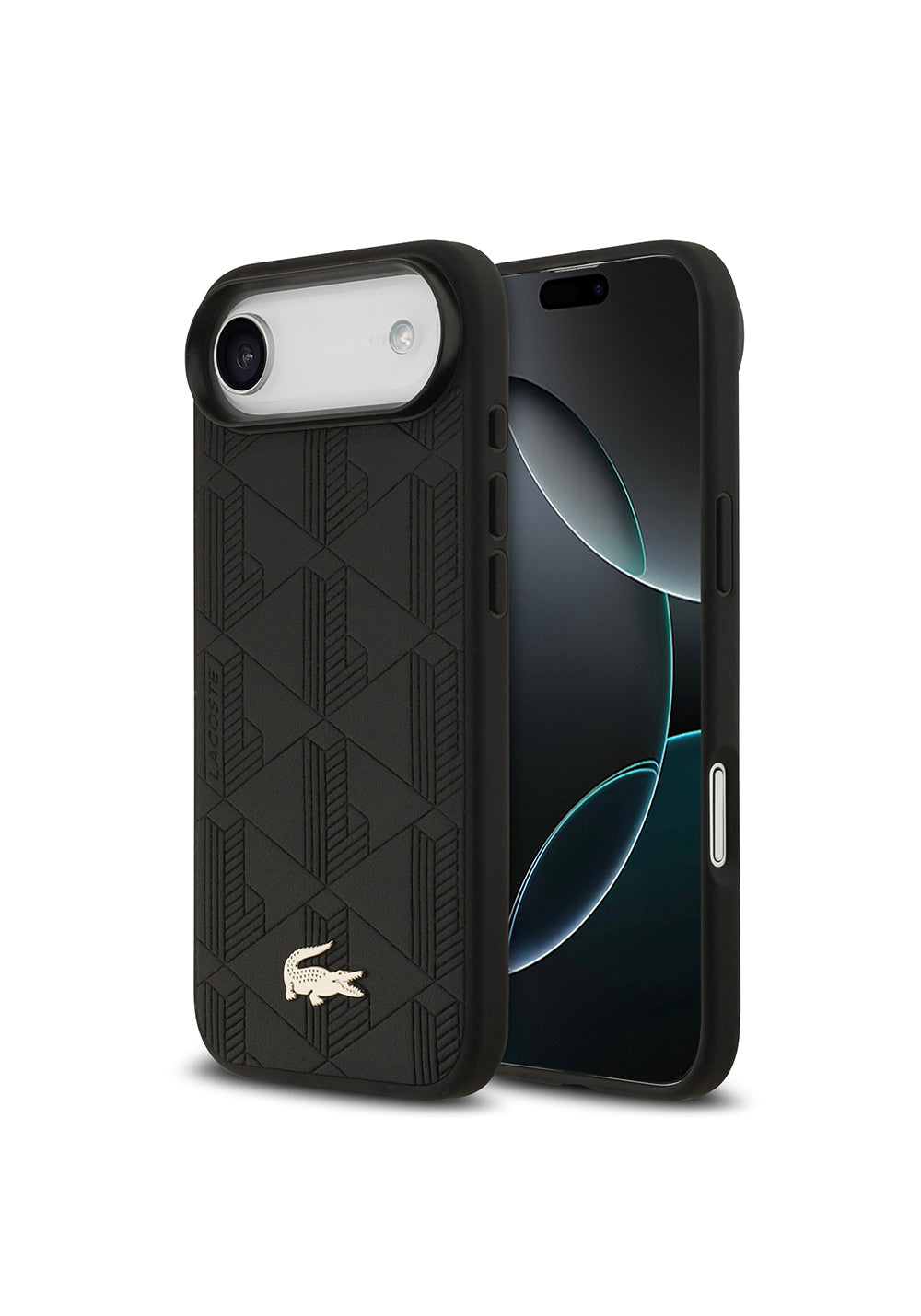 Apple iPhone 17 Air Kılıf Lacoste Orijinal Lisanslı Manyetik Şarj Uyumlu PU Deri Tasarımlı Karışık Monogram Desenli Kapak