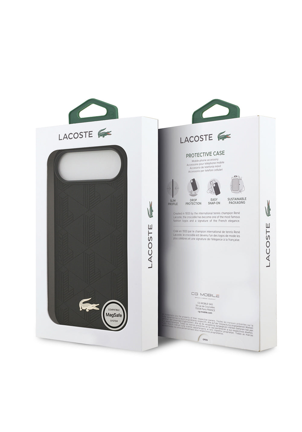 Apple iPhone 17 Air Kılıf Lacoste Orijinal Lisanslı Manyetik Şarj Uyumlu PU Deri Tasarımlı Karışık Monogram Desenli Kapak