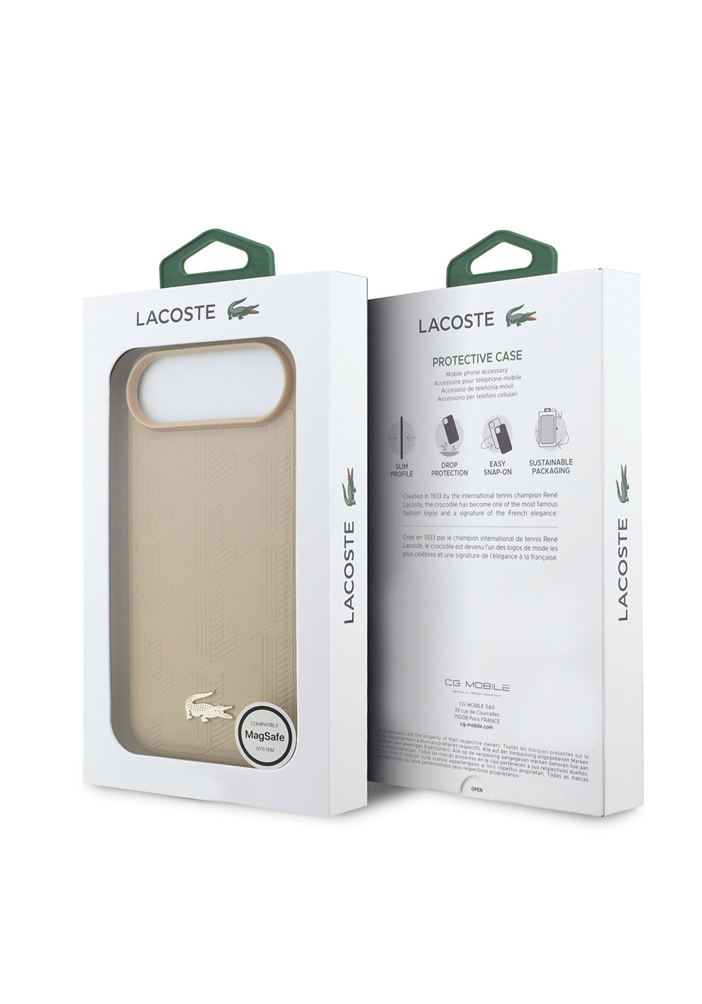 Apple iPhone 17 Air Kılıf Lacoste Orijinal Lisanslı Manyetik Şarj Uyumlu PU Deri Tasarımlı Karışık Monogram Desenli Kapak