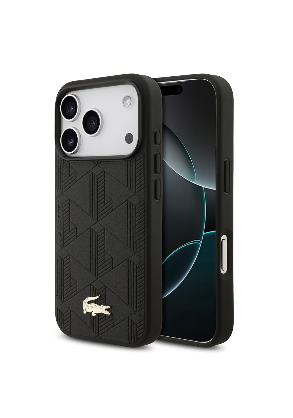 Apple iPhone 17 Pro Kılıf Lacoste Orijinal Lisanslı Manyetik Şarj Uyumlu PU Deri Tasarımlı Karışık Monogram Desenli Kapak