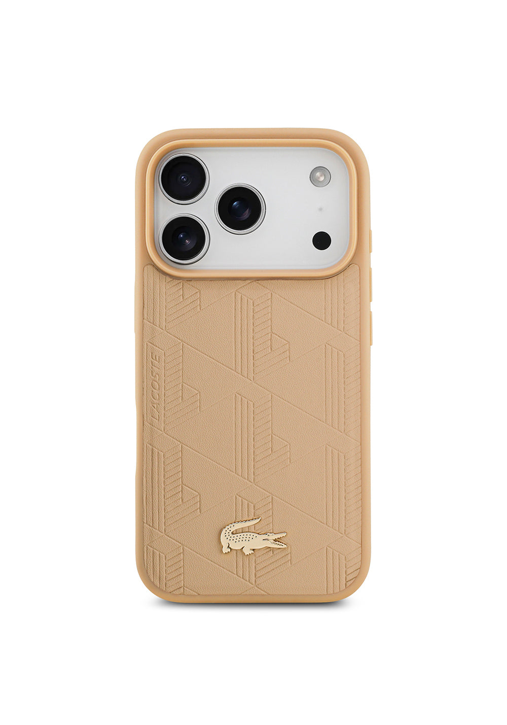 Apple iPhone 17 Pro Kılıf Lacoste Orijinal Lisanslı Manyetik Şarj Uyumlu PU Deri Tasarımlı Karışık Monogram Desenli Kapak