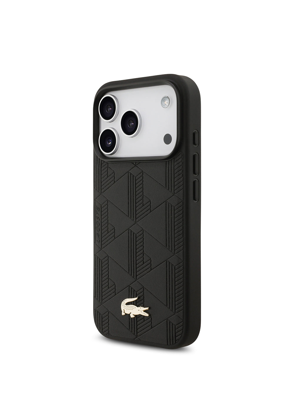 Apple iPhone 17 Pro Kılıf Lacoste Orijinal Lisanslı Manyetik Şarj Uyumlu PU Deri Tasarımlı Karışık Monogram Desenli Kapak