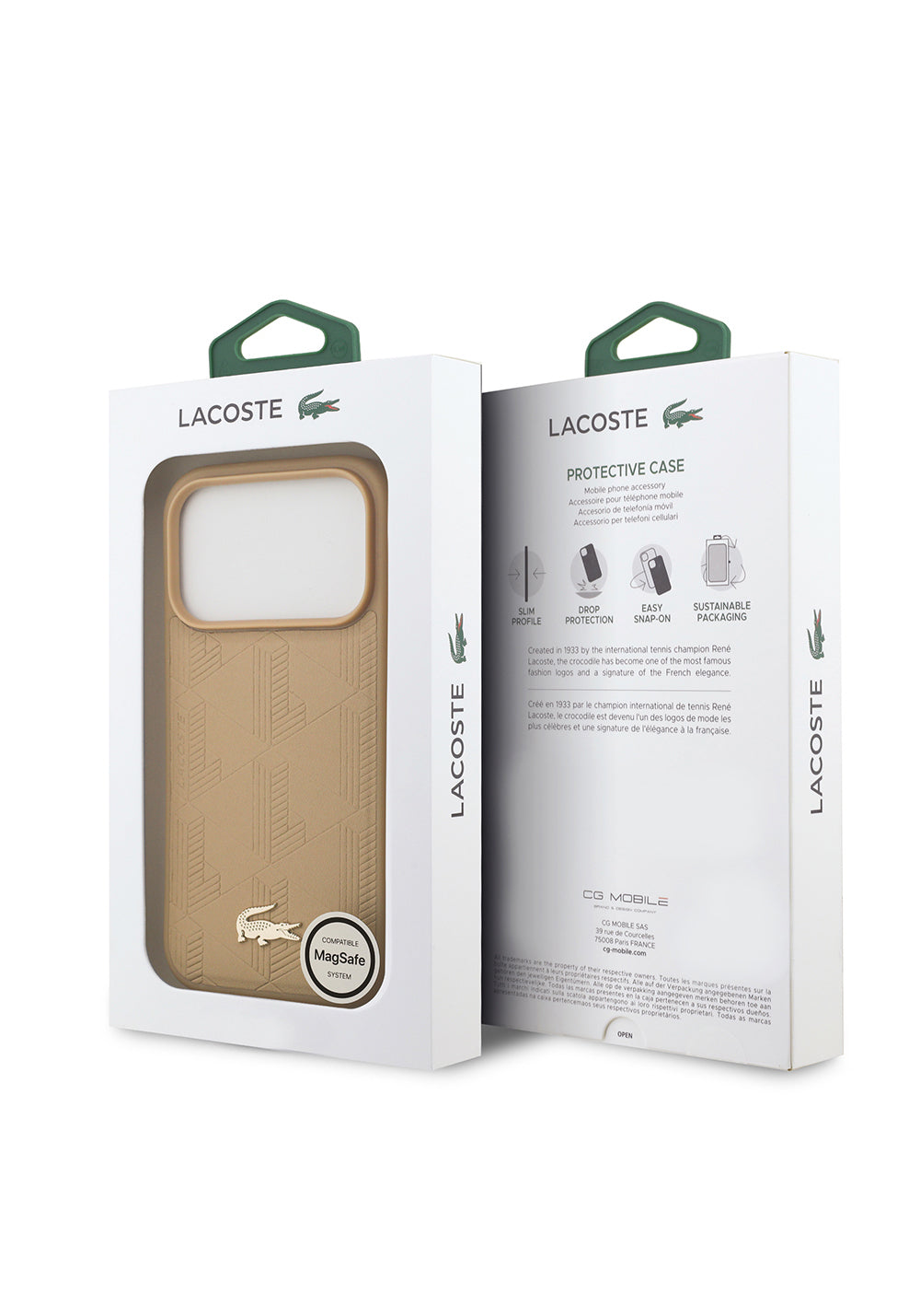 Apple iPhone 17 Pro Kılıf Lacoste Orijinal Lisanslı Manyetik Şarj Uyumlu PU Deri Tasarımlı Karışık Monogram Desenli Kapak
