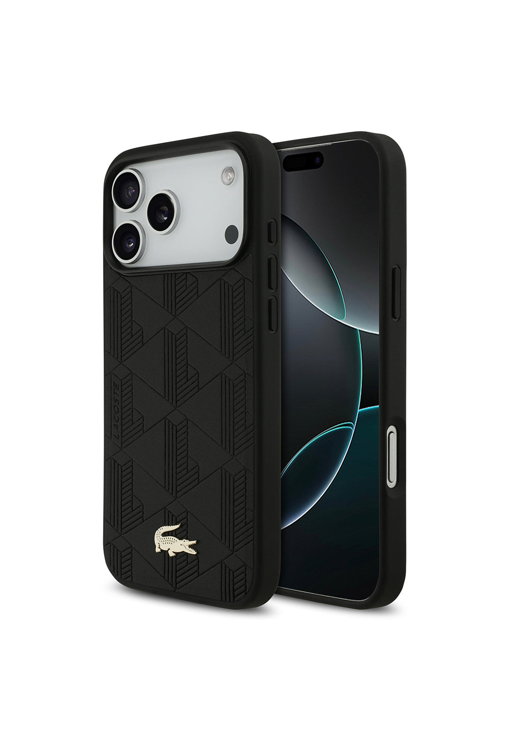 Apple iPhone 17 Pro Max Kılıf Lacoste Orijinal Lisanslı Manyetik Şarj Uyumlu PU Deri Tasarımlı Karışık Monogram Desenli Kapak