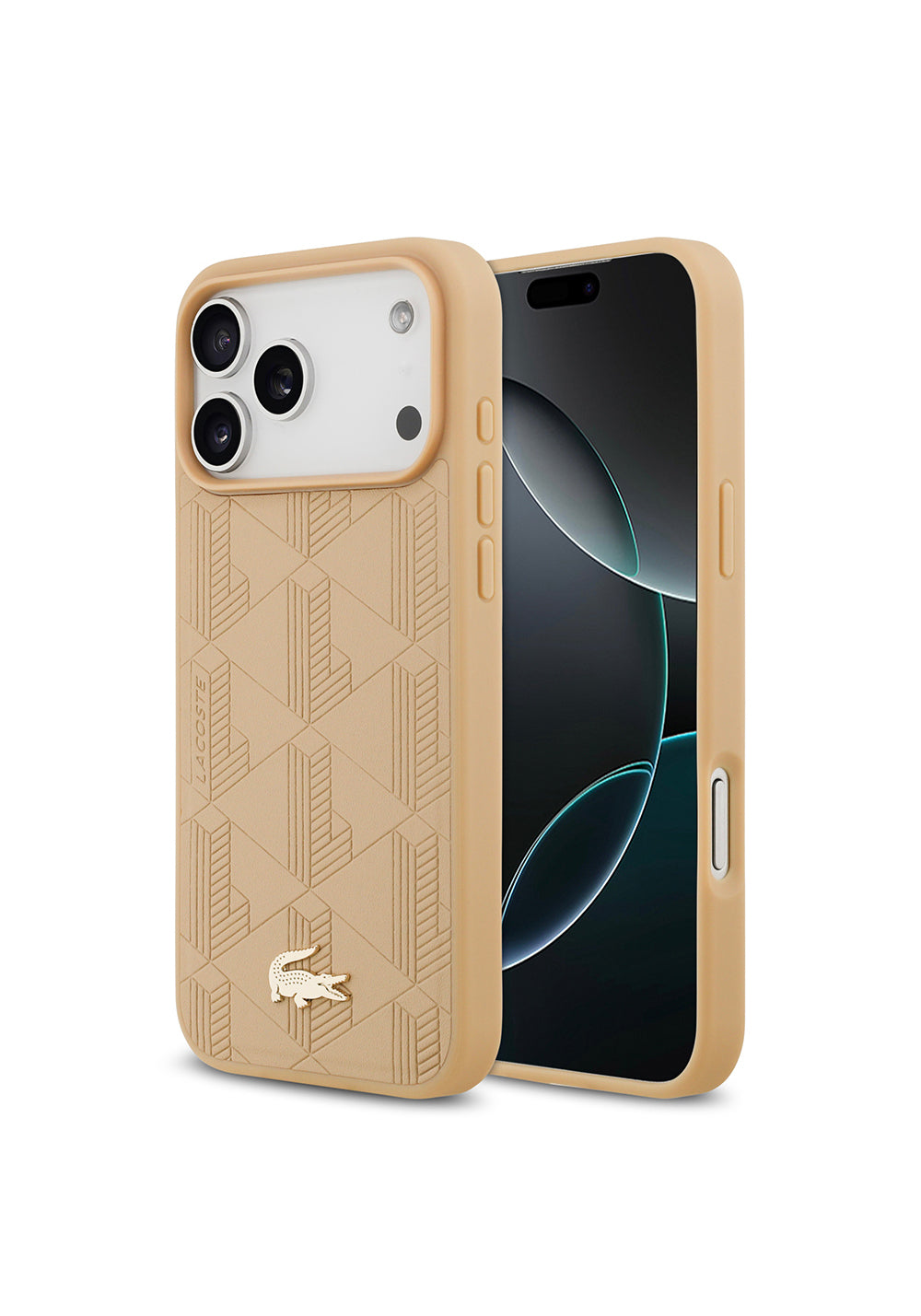 Apple iPhone 17 Pro Max Kılıf Lacoste Orijinal Lisanslı Manyetik Şarj Uyumlu PU Deri Tasarımlı Karışık Monogram Desenli Kapak