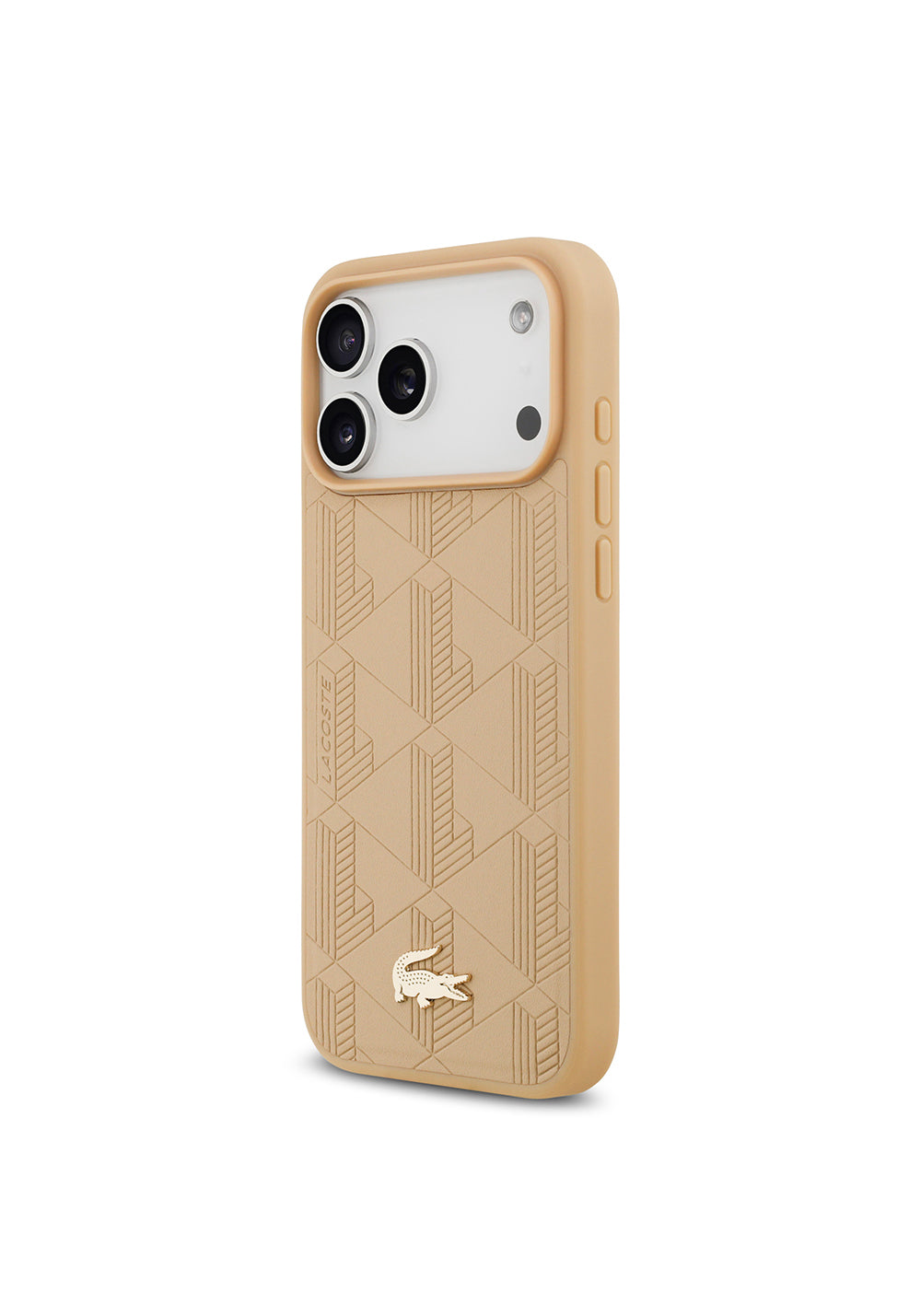 Apple iPhone 17 Pro Max Kılıf Lacoste Orijinal Lisanslı Manyetik Şarj Uyumlu PU Deri Tasarımlı Karışık Monogram Desenli Kapak