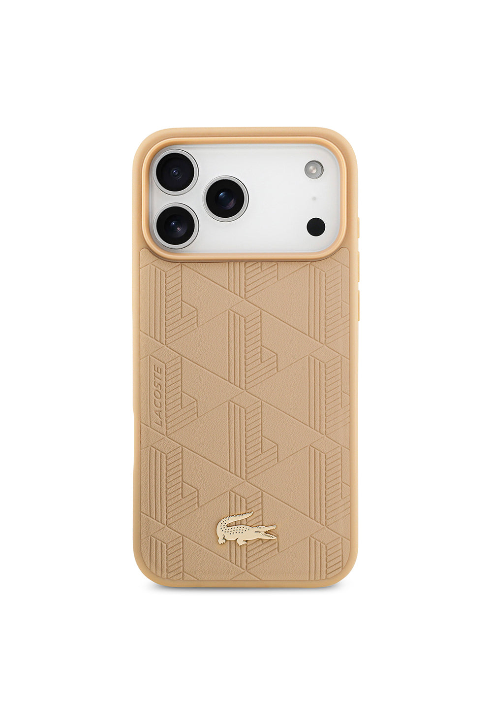 Apple iPhone 17 Pro Max Kılıf Lacoste Orijinal Lisanslı Manyetik Şarj Uyumlu PU Deri Tasarımlı Karışık Monogram Desenli Kapak