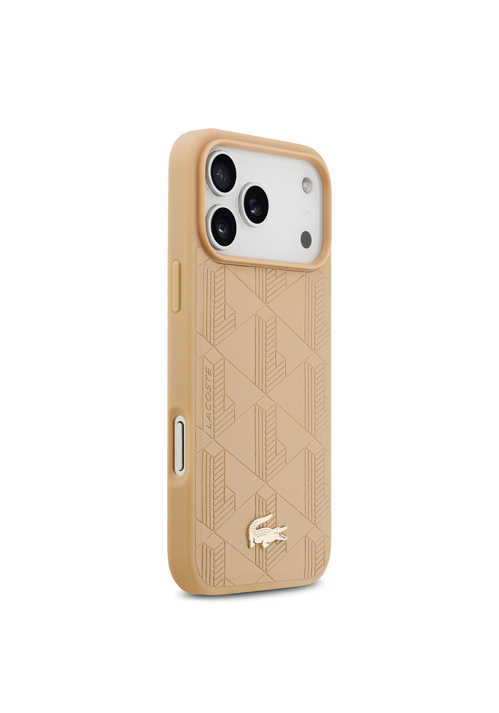 Apple iPhone 17 Pro Max Kılıf Lacoste Orijinal Lisanslı Manyetik Şarj Uyumlu PU Deri Tasarımlı Karışık Monogram Desenli Kapak