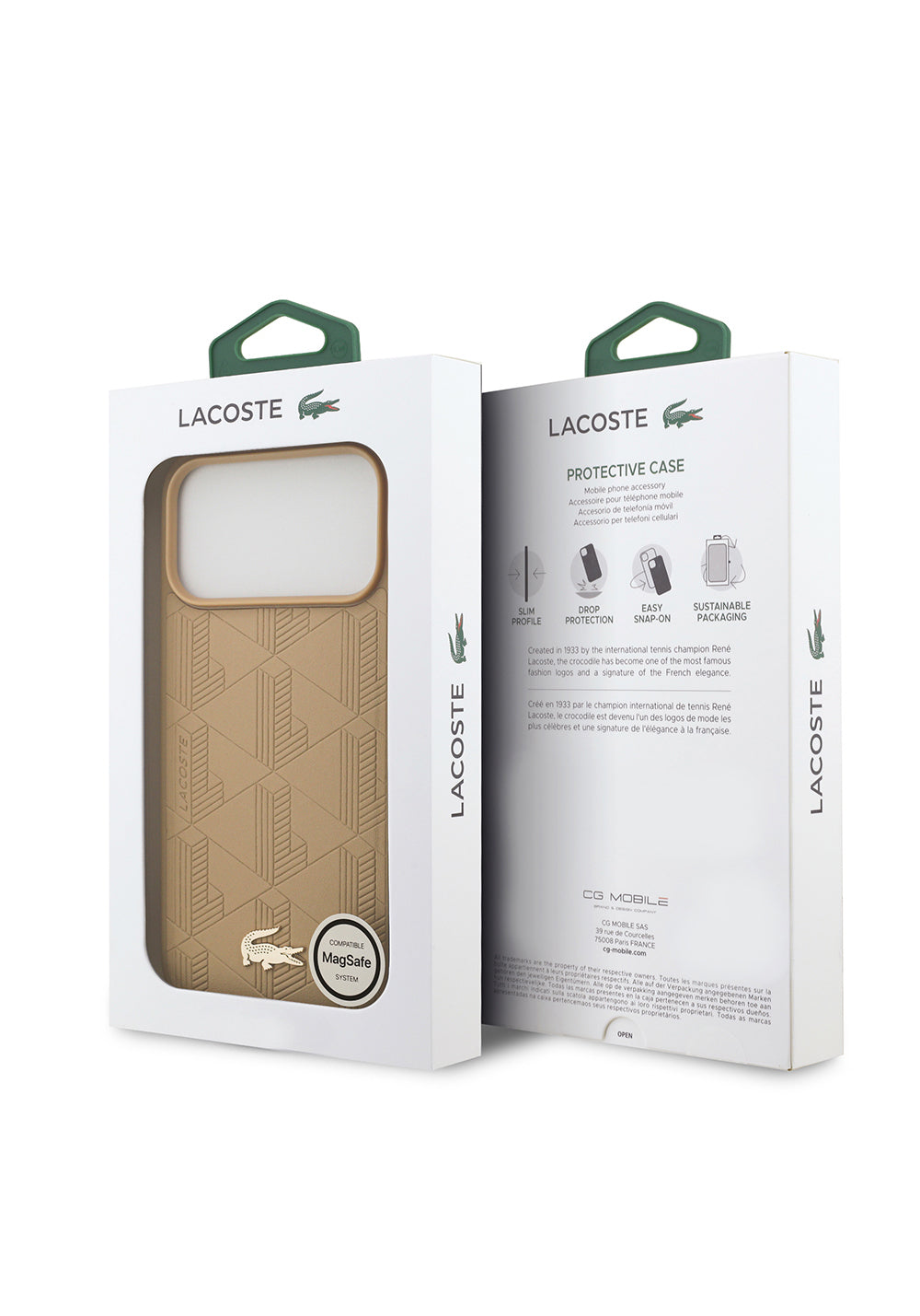 Apple iPhone 17 Pro Max Kılıf Lacoste Orijinal Lisanslı Manyetik Şarj Uyumlu PU Deri Tasarımlı Karışık Monogram Desenli Kapak