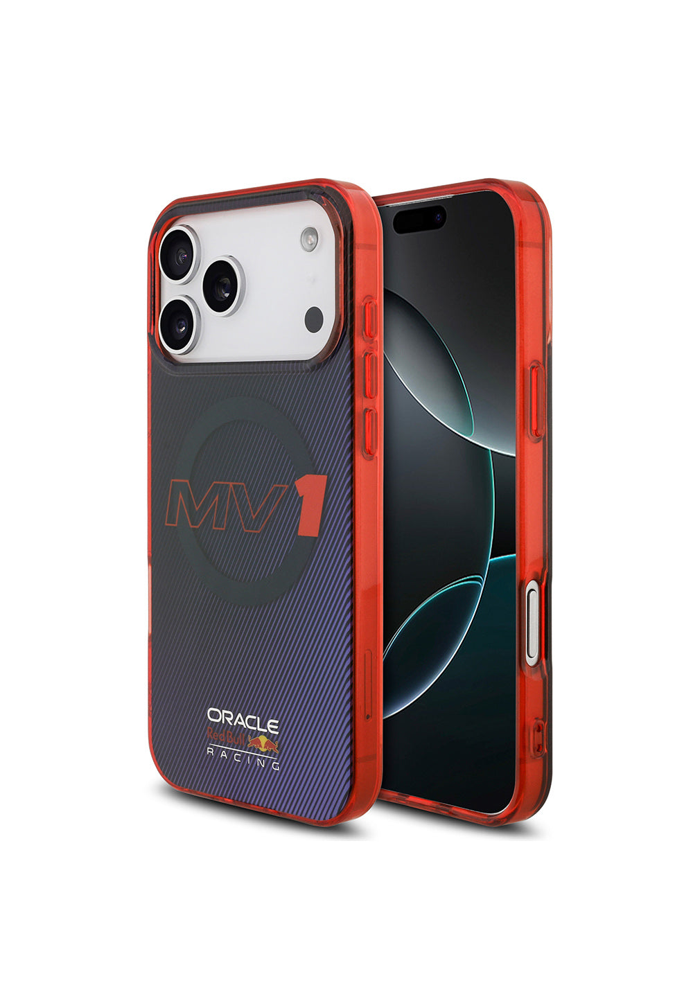 Apple iPhone 17 Pro Max Kılıf Redbull Orijinal Lisanslı Manyetik Şarj Uyumlu Çift Katmanlı Çizgi Desenli Sert PC MV Kapak