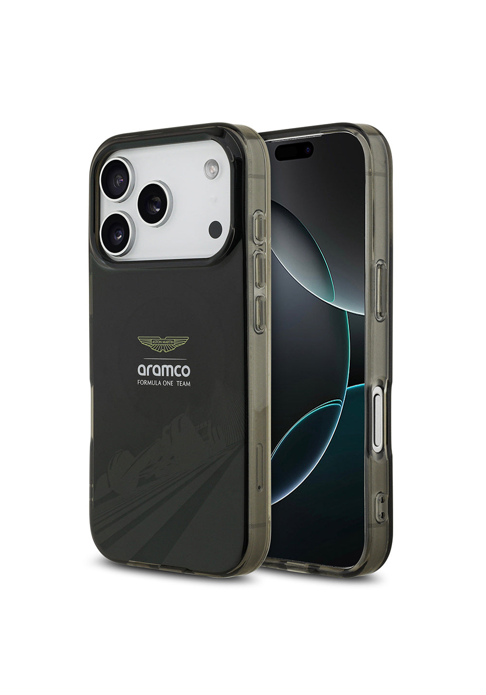 Apple iPhone 17 Pro Kılıf Aston Martin Orijinal Lisanslı Manyetik Şarj Uyumlu IML Baskı Logolu Formula Tasarımlı Kapak