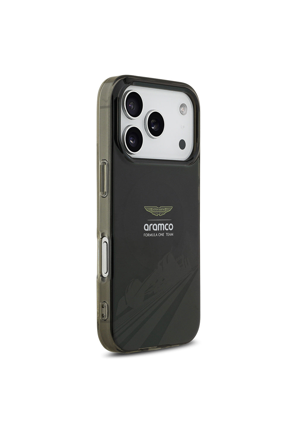 Apple iPhone 17 Pro Kılıf Aston Martin Orijinal Lisanslı Manyetik Şarj Uyumlu IML Baskı Logolu Formula Tasarımlı Kapak