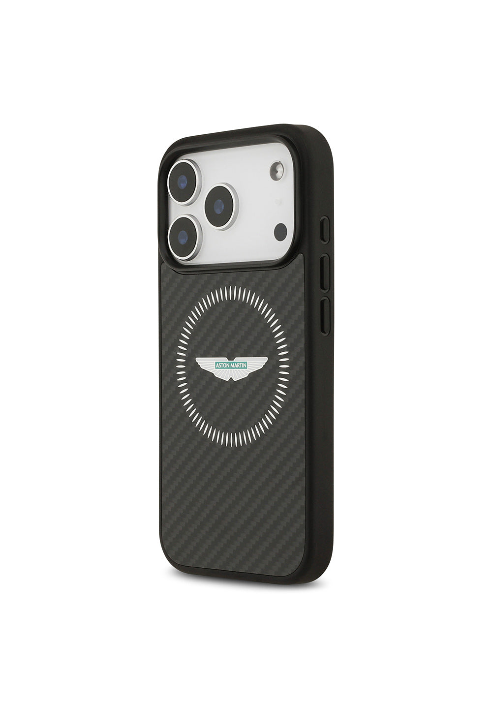 Apple iPhone 17 Pro Kılıf Aston Martin Orijinal Lisanslı Manyetik Şarj Uyumlu Karbon Fiber Kapak