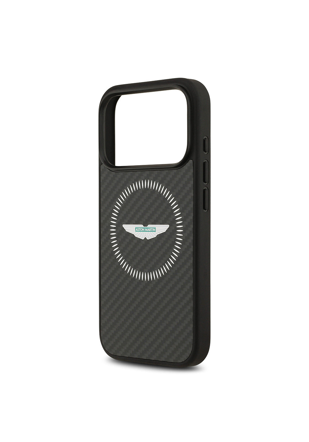 Apple iPhone 17 Pro Kılıf Aston Martin Orijinal Lisanslı Manyetik Şarj Uyumlu Karbon Fiber Kapak