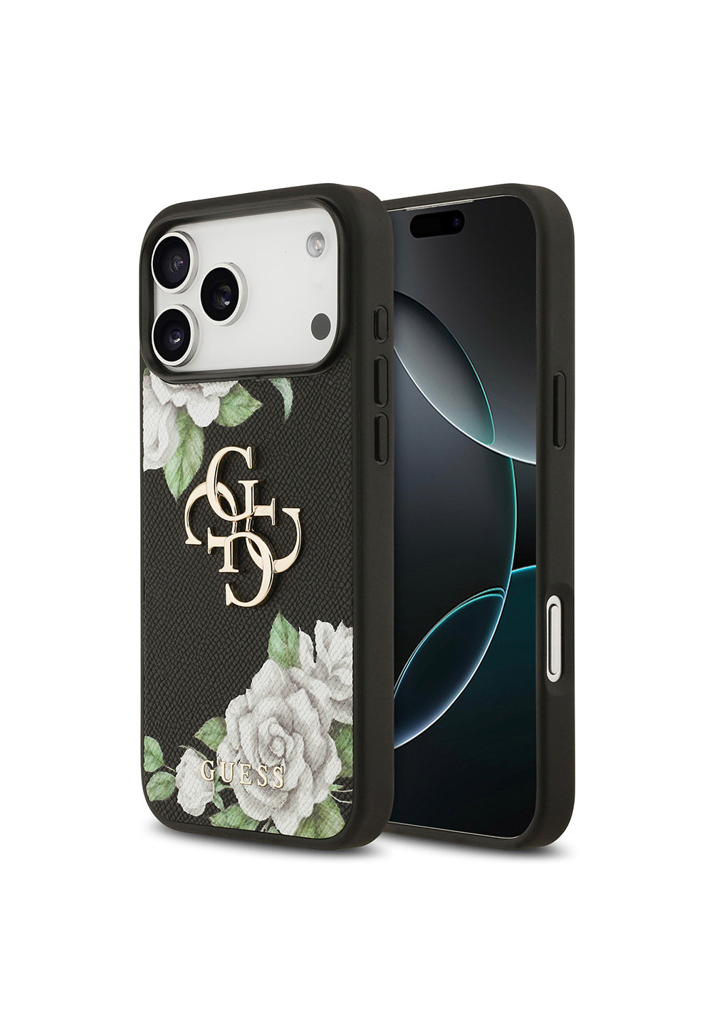 Apple iPhone 17 Pro Max Kılıf Guess Orijinal Lisanslı Gül Baskılı Büyük Metal Logo Dizaynlı Kapak