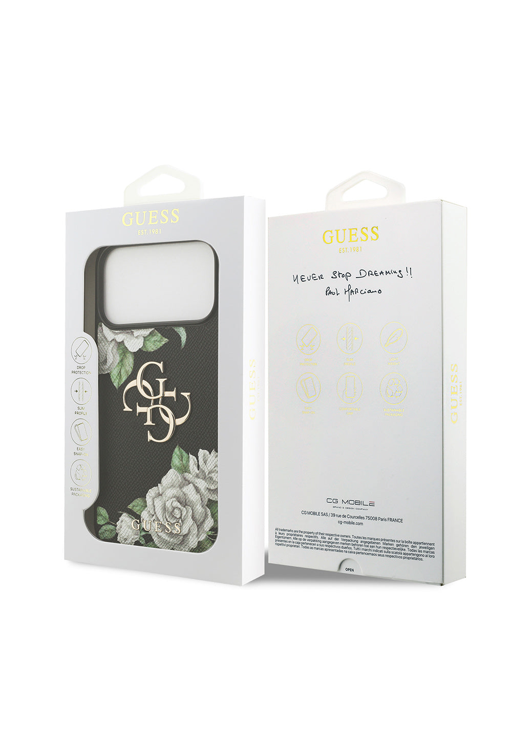 Apple iPhone 17 Pro Max Kılıf Guess Orijinal Lisanslı Gül Baskılı Büyük Metal Logo Dizaynlı Kapak