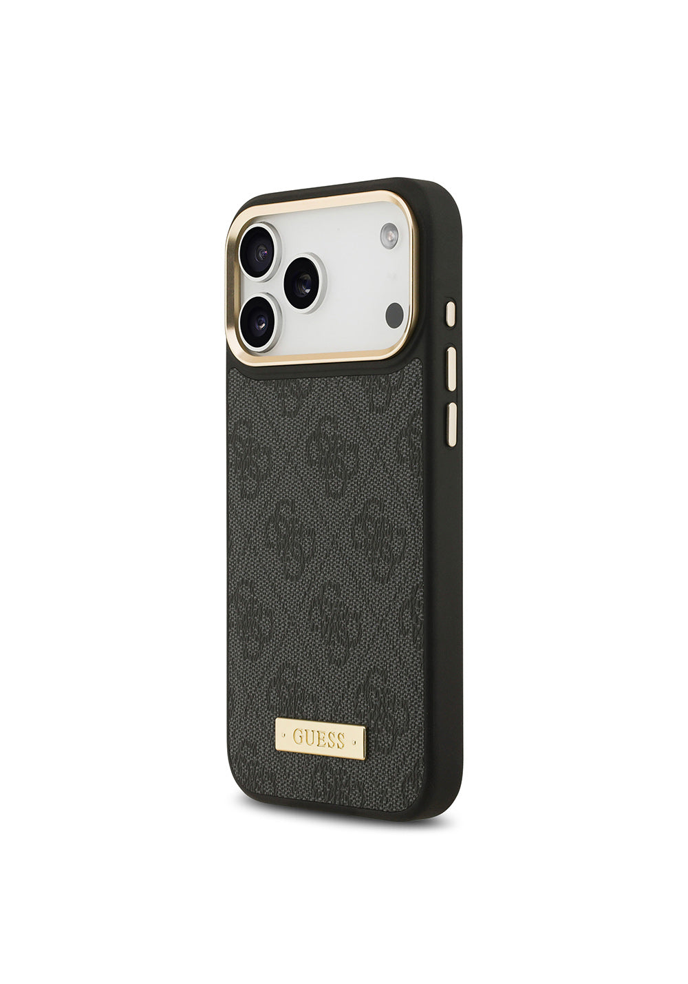 Apple iPhone 17 Pro Max Kılıf Guess Orijinal Lisanslı Manyetik Şarj Uyumlu 4G Desenli PU Metal Plaka Klasik Logolu Kapak