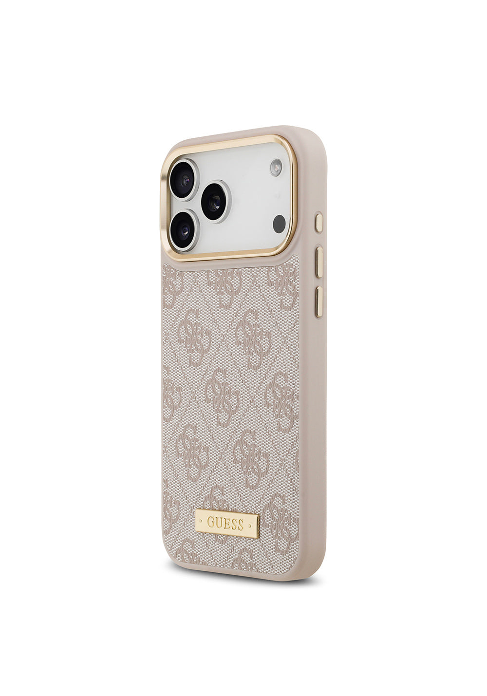 Apple iPhone 17 Pro Max Kılıf Guess Orijinal Lisanslı Manyetik Şarj Uyumlu 4G Desenli PU Metal Plaka Klasik Logolu Kapak