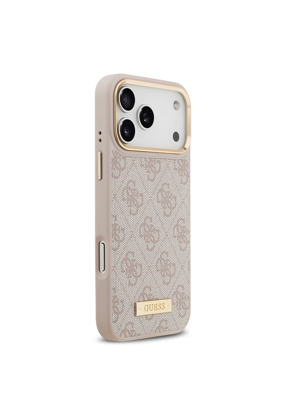 Apple iPhone 17 Pro Max Kılıf Guess Orijinal Lisanslı Manyetik Şarj Uyumlu 4G Desenli PU Metal Plaka Klasik Logolu Kapak