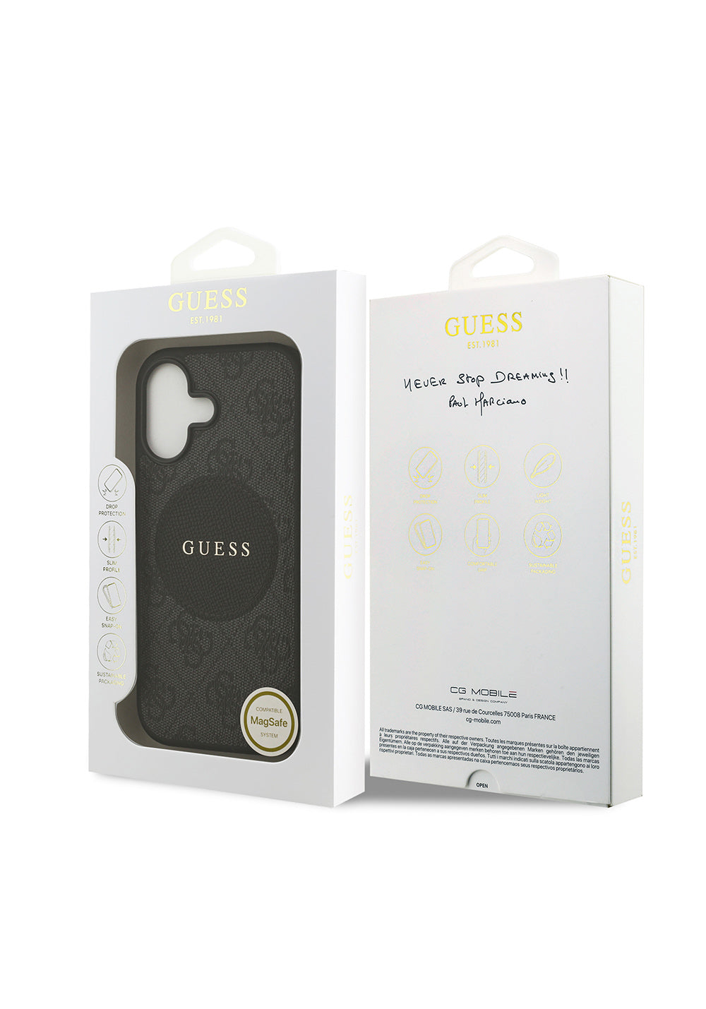 Apple iPhone 17 Kılıf Guess Orijinal Lisanslı Manyetik Şarj Uyumlu Yazı Logolu Circle Classic Kapak