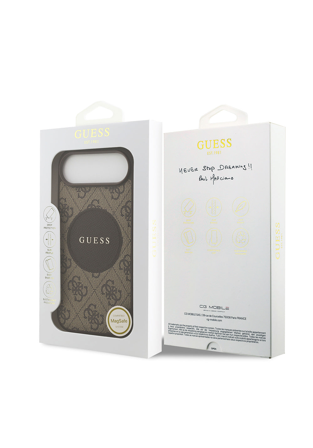 Apple iPhone 17 Air Kılıf Guess Orijinal Lisanslı Manyetik Şarj Uyumlu Yazı Logolu Circle Classic Kapak