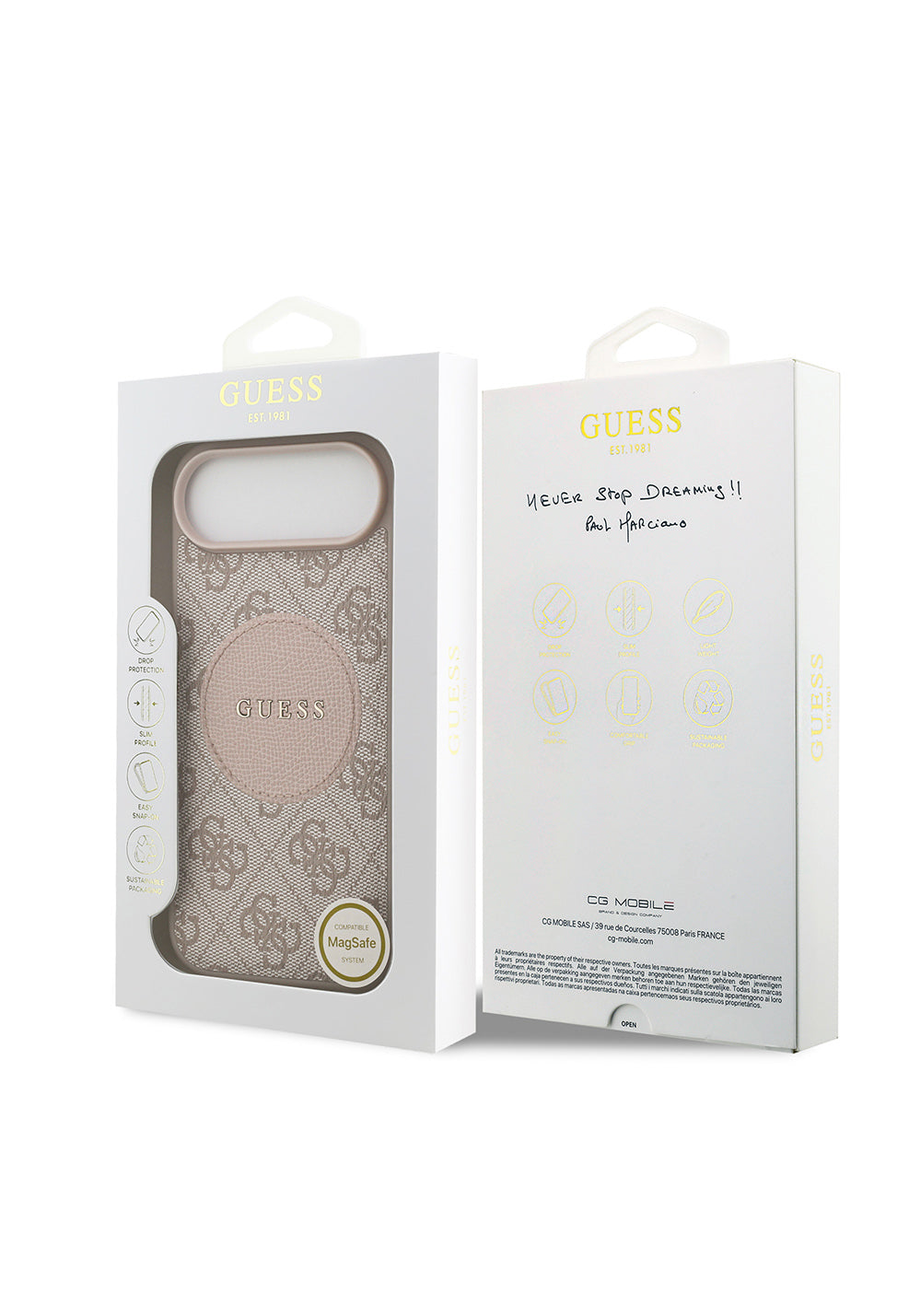 Apple iPhone 17 Air Kılıf Guess Orijinal Lisanslı Manyetik Şarj Uyumlu Yazı Logolu Circle Classic Kapak