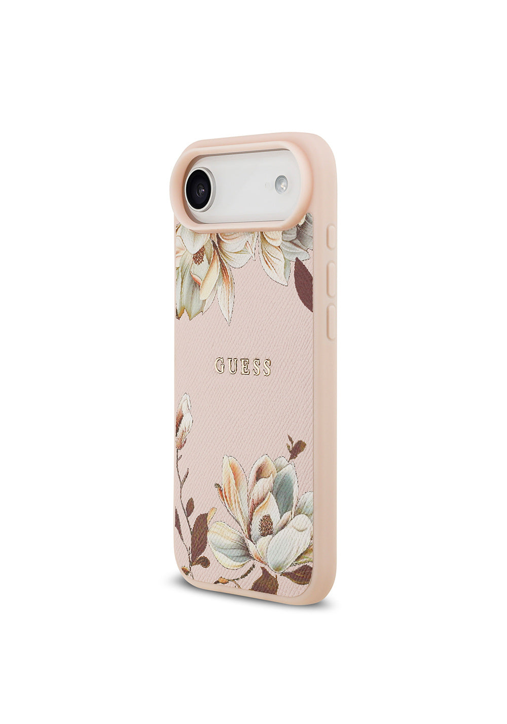 Apple iPhone 17 Air Kılıf Guess Orijinal Lisanslı Manyetik Şarj Uyumlu Taneli Çiçek Tasarımlı Metal Yazı Logolu Kapak